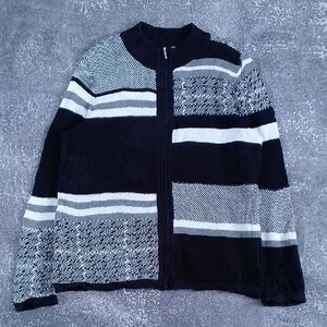 Y2K Black and White Striped Cardigan Christopher & Banks